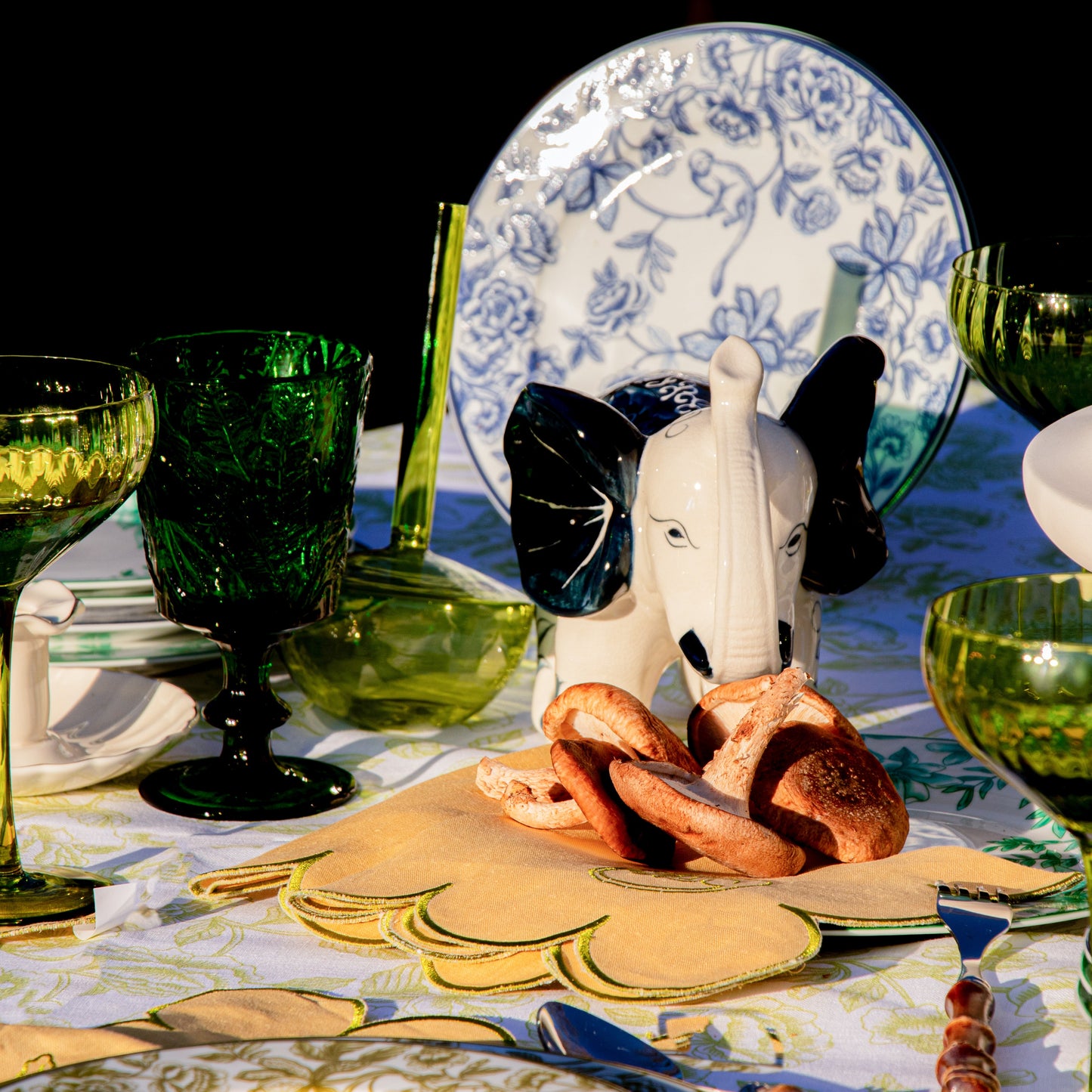 Hand-painted Embera and Nyala Elephants - Pair