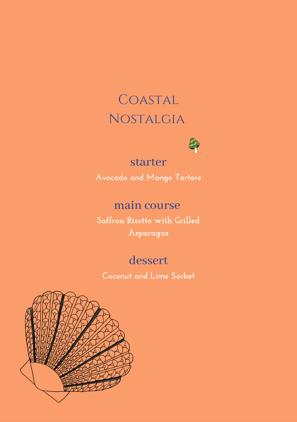 PRINTED MENU: Coastal Nostalgia - Set of 6