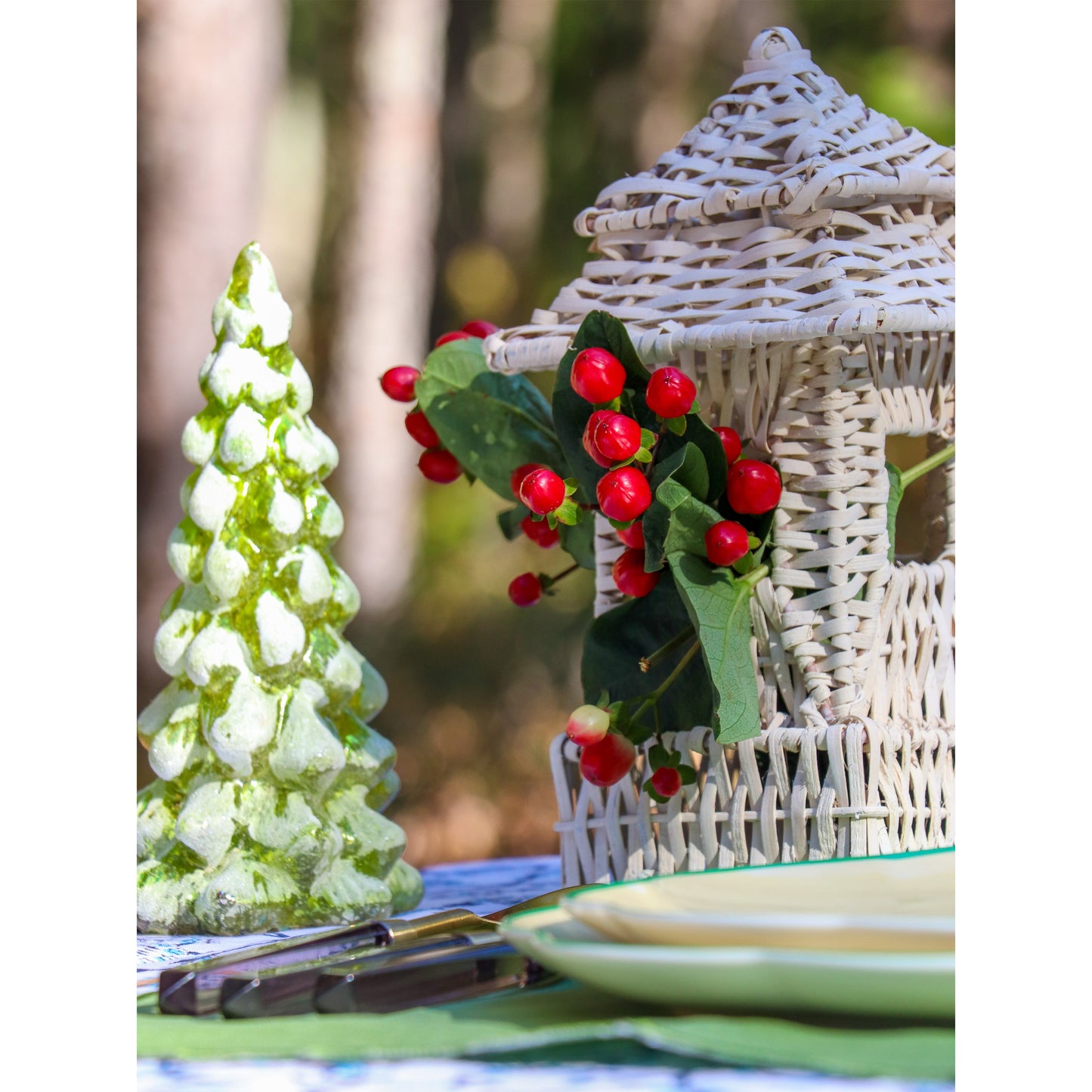 White Rattan Pagoda Set - Pair of Small