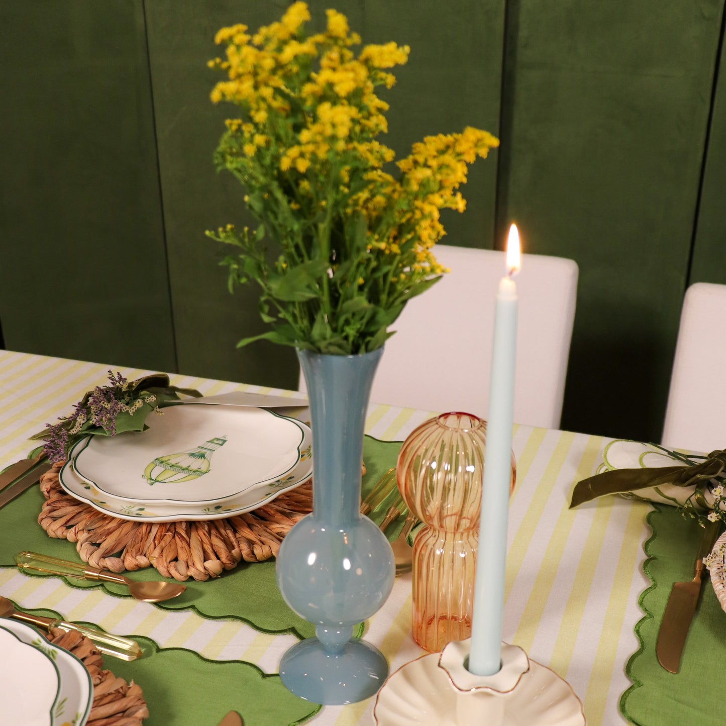 Frosted Blue Haze Vase - Pair