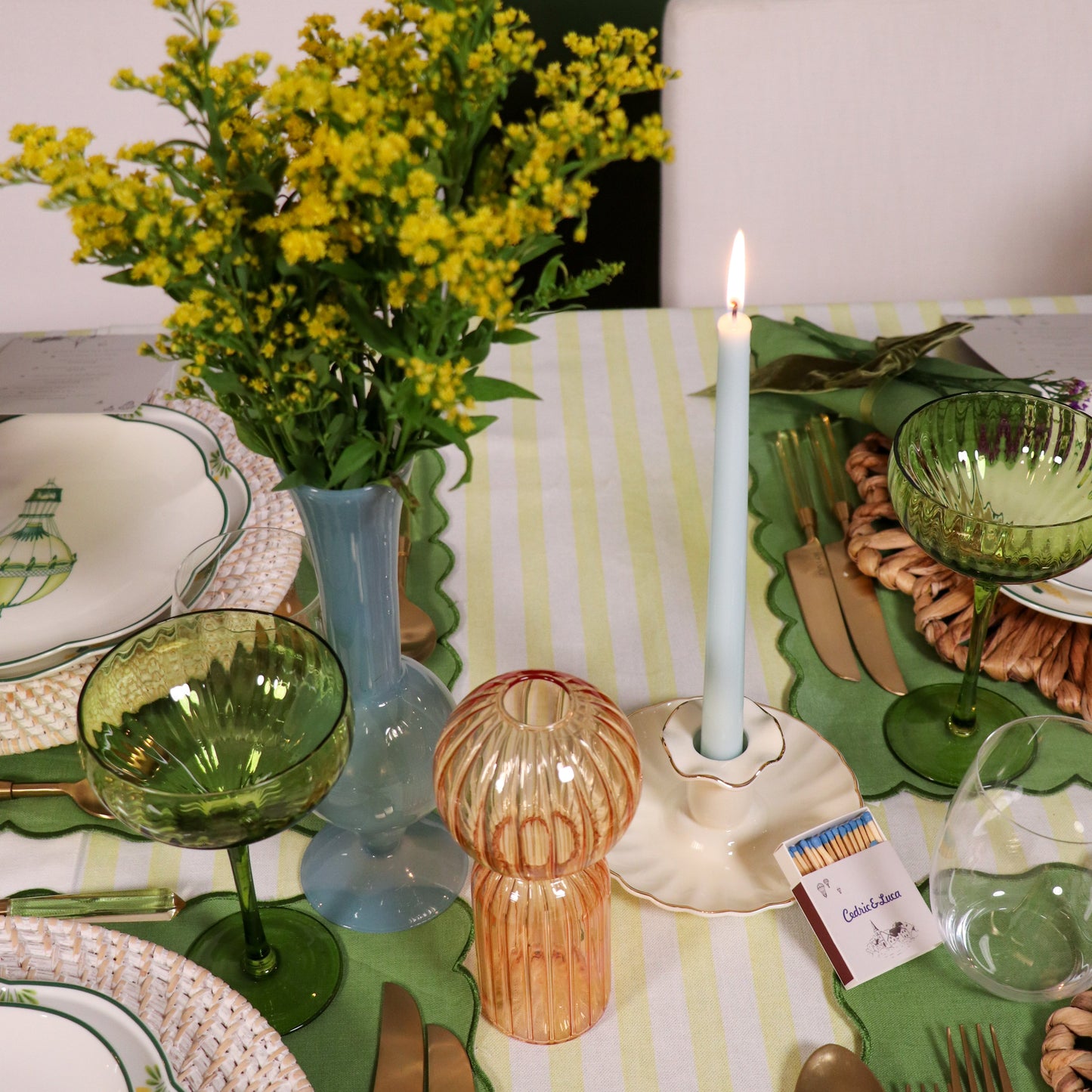 Gilded Cream Candle Holder - Pair