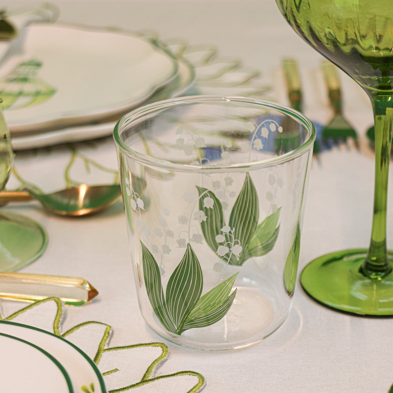 Hand-Painted Lily of the Valley Tumbler - Set of 6