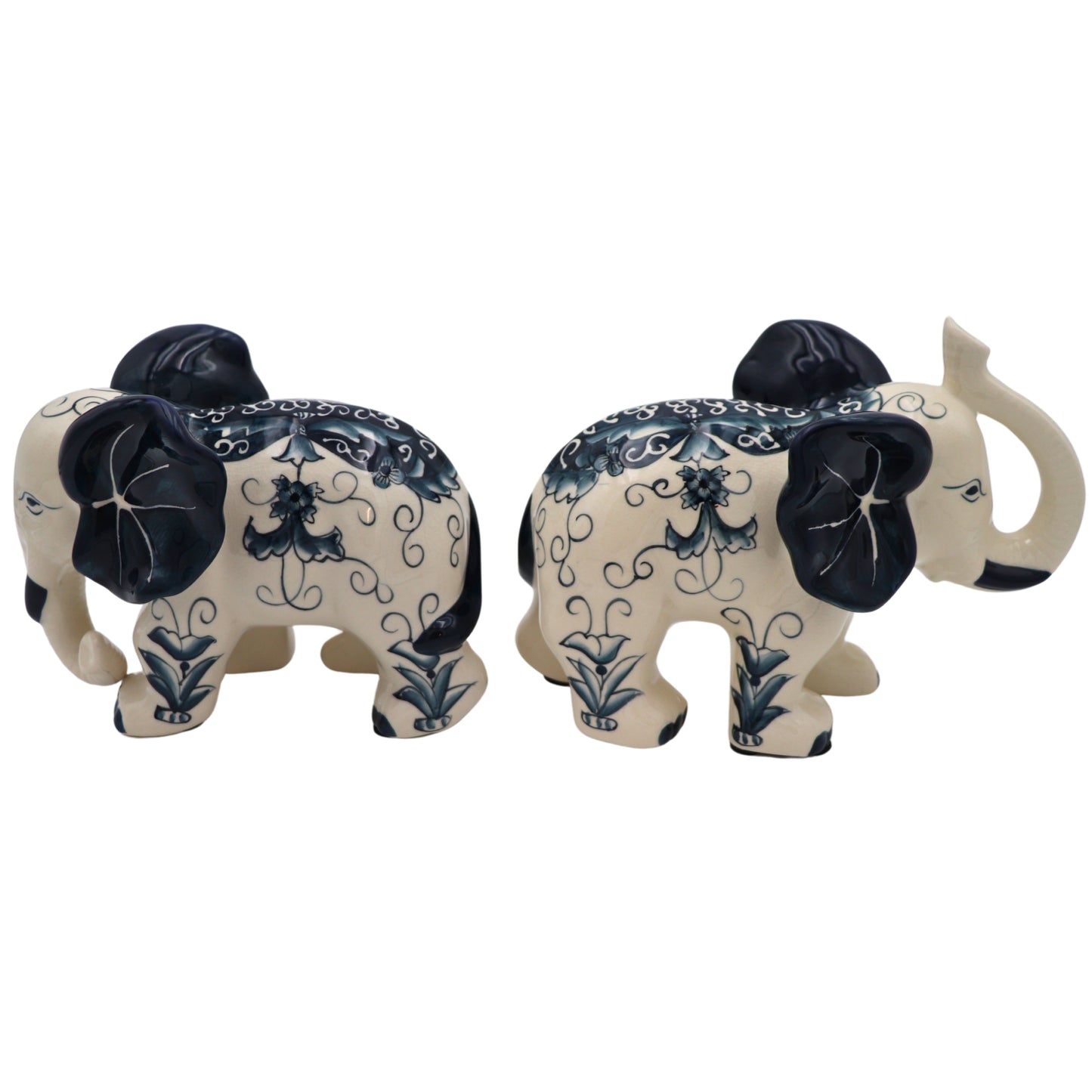 Hand-painted Embera and Nyala Elephants - Pair