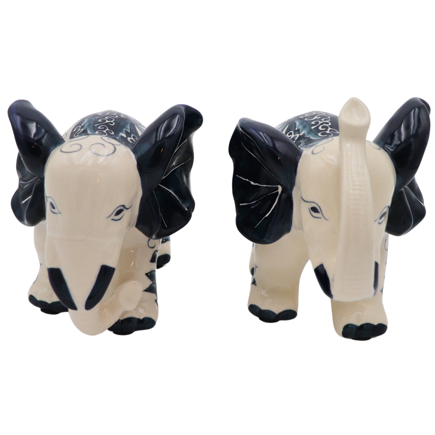 Hand-painted Embera and Nyala Elephants - Pair