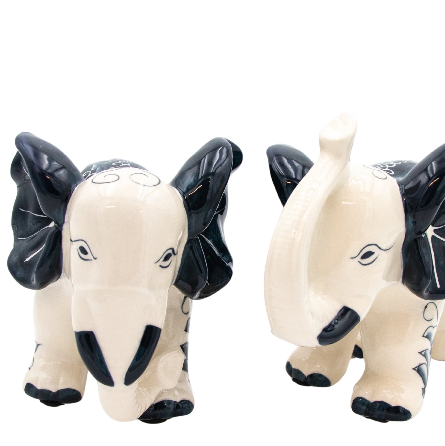 Hand-painted Embera and Nyala Elephants - Pair