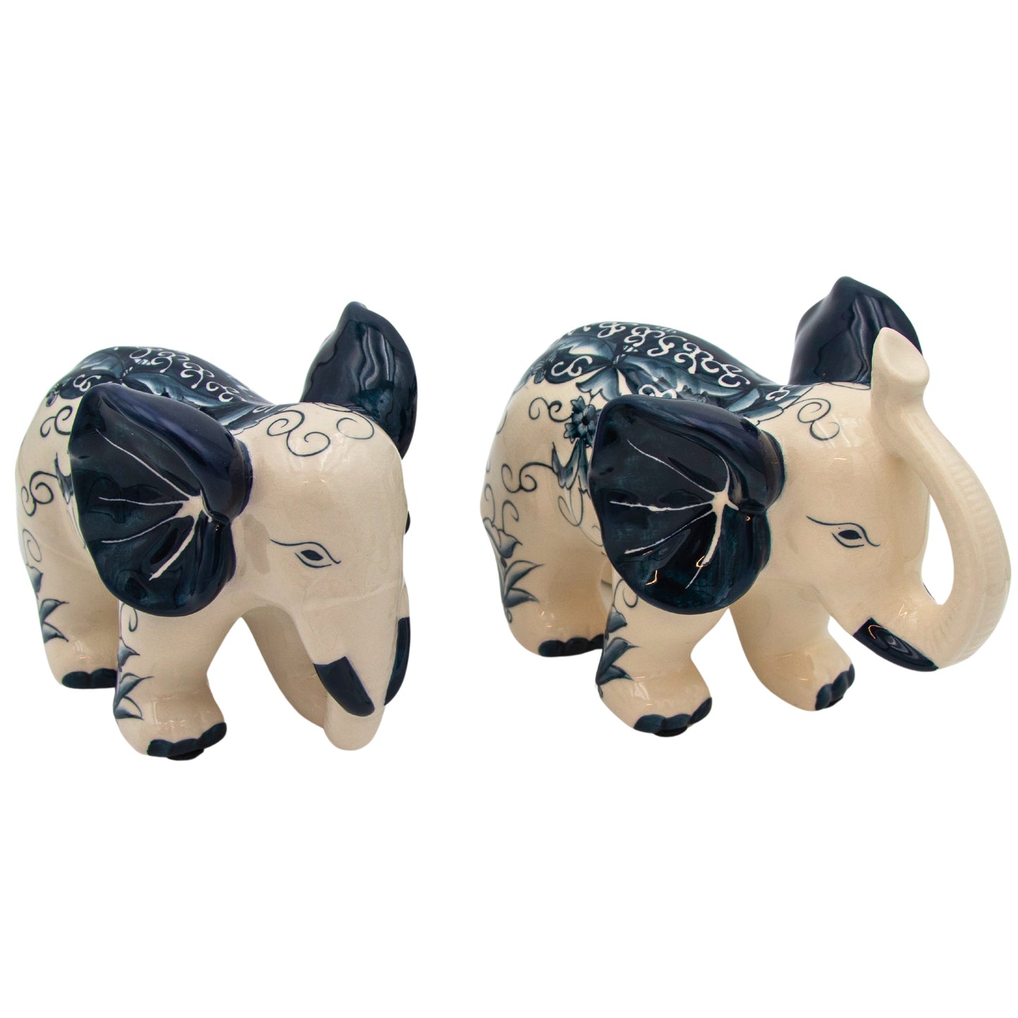 Hand-painted Embera and Nyala Elephants - Pair