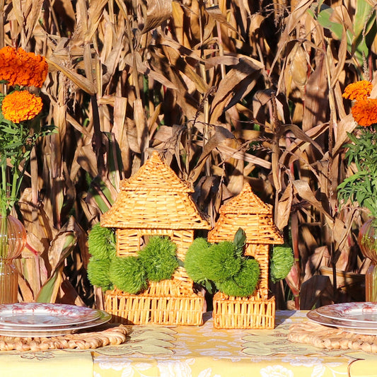 Natural Rattan Pagoda Set - Pair of Small