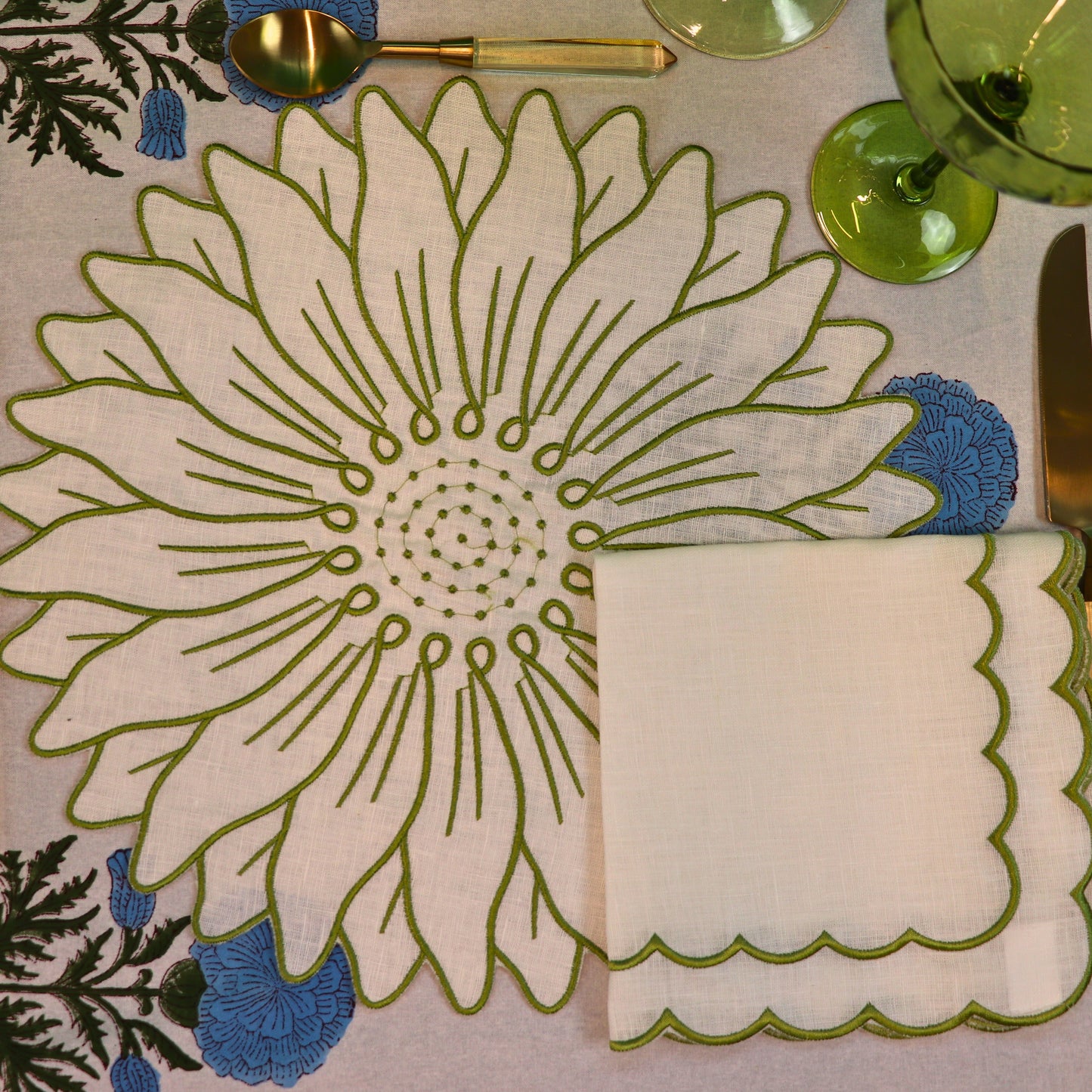 Olive Bloom Napkin - Set of 4
