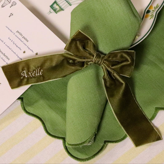 PERSONALIZE IT - Large Forest Green Velvet Napkin Bow Tie