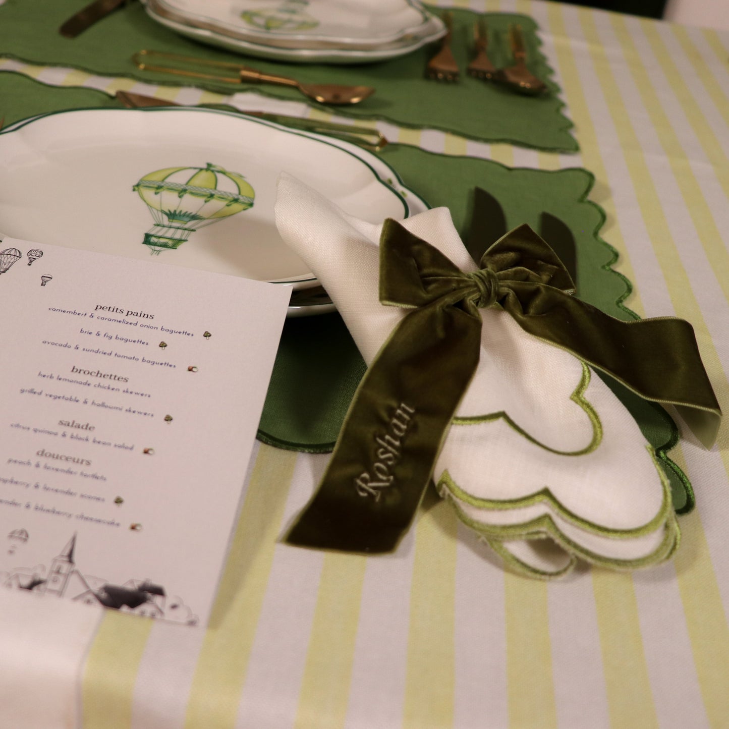 PERSONALIZE IT - Large Forest Green Velvet Napkin Bow Tie