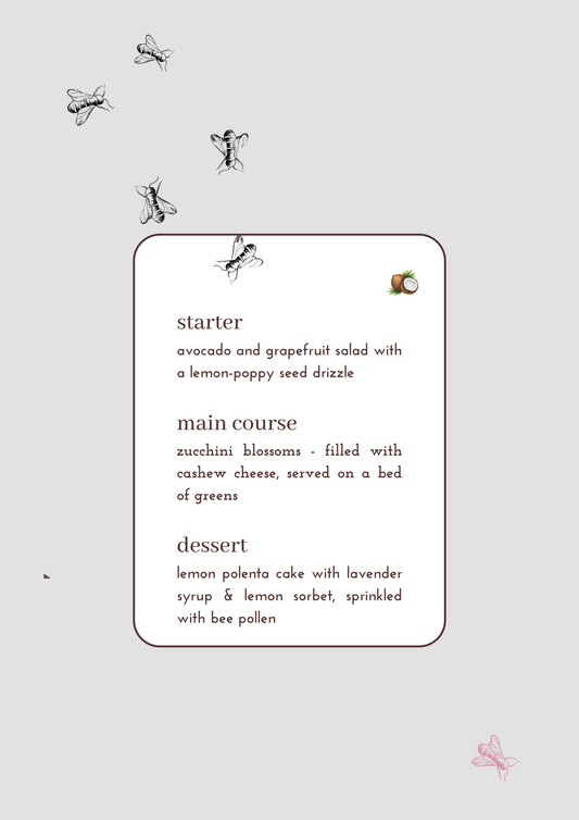 PRINTED MENU: A Culinary Ode to Nature's Nectar - Set of 6