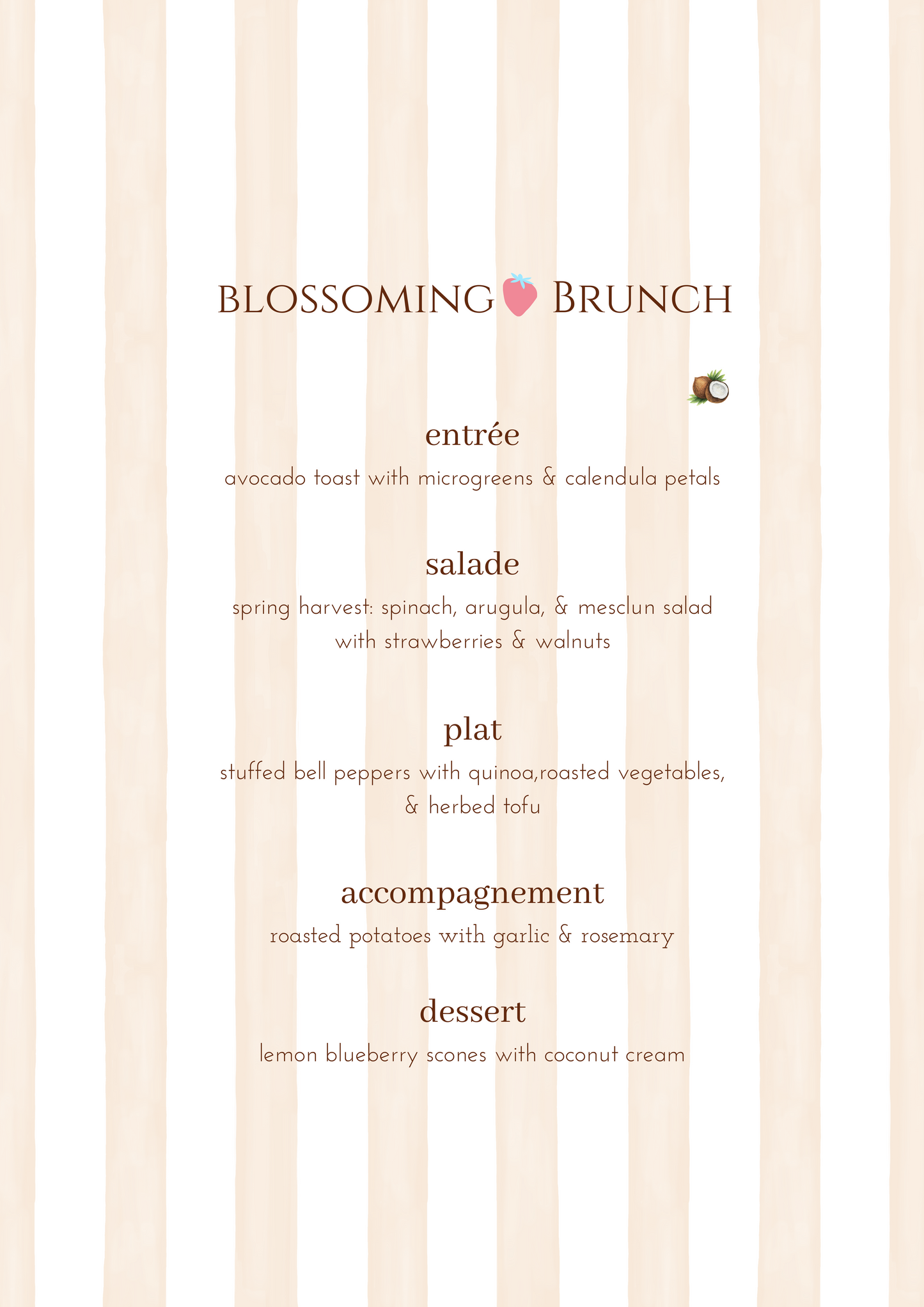 PRINTED MENU: Blossoming Brunch - Pink - Set of 6