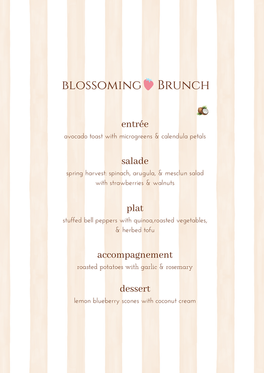 PRINTED MENU: Blossoming Brunch - Pink - Set of 6