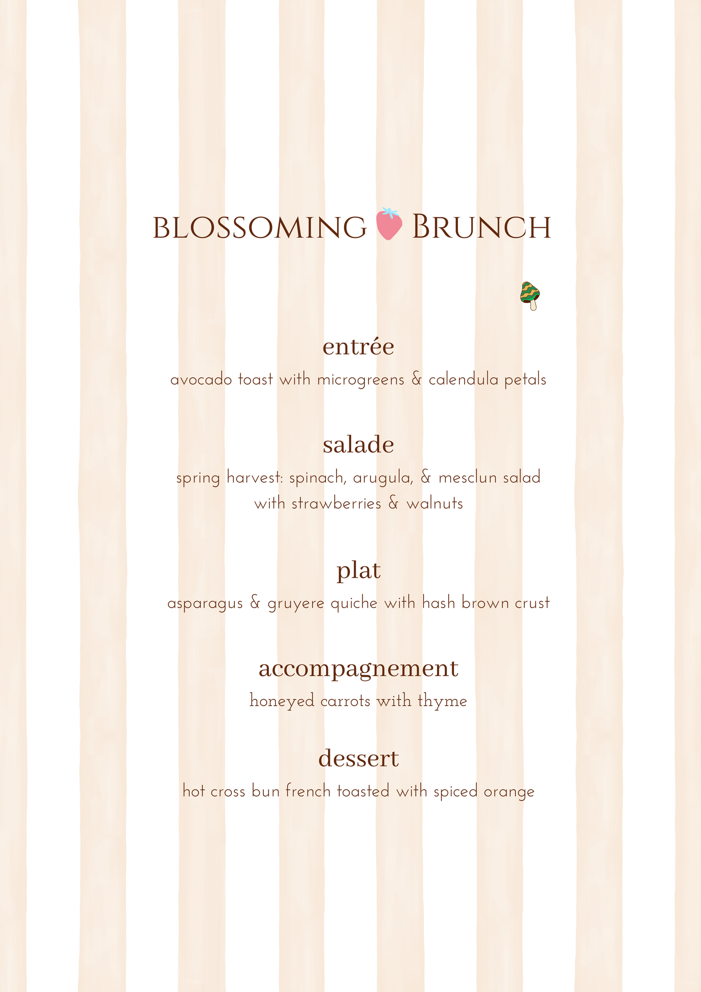 PRINTED MENU: Blossoming Brunch - Pink - Set of 6