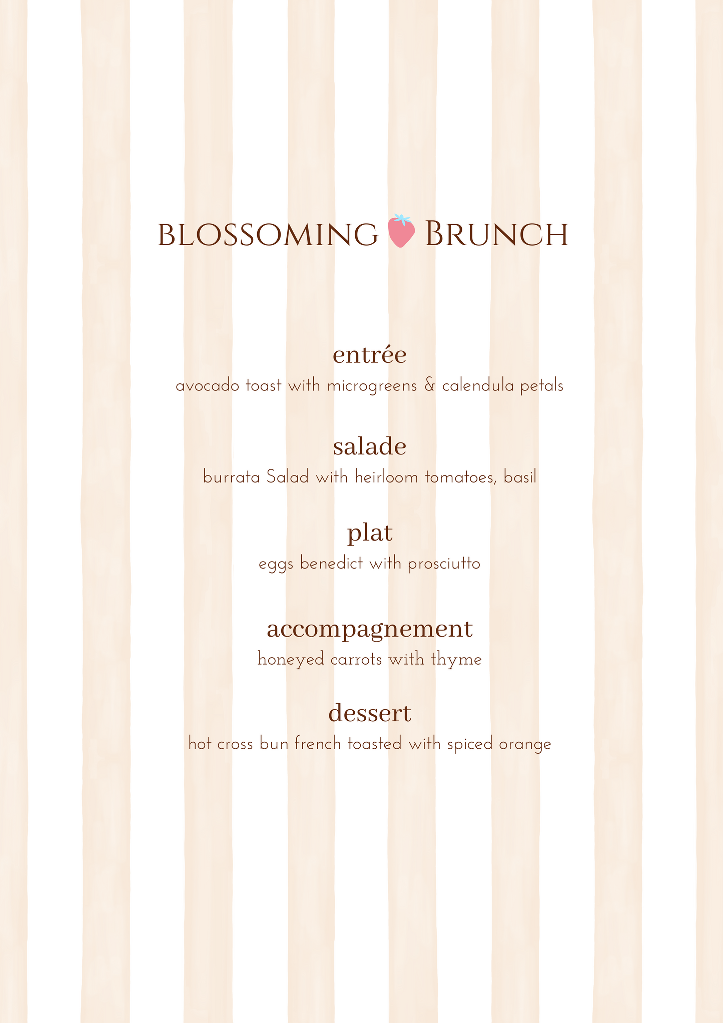 PRINTED MENU: Blossoming Brunch - Pink - Set of 6
