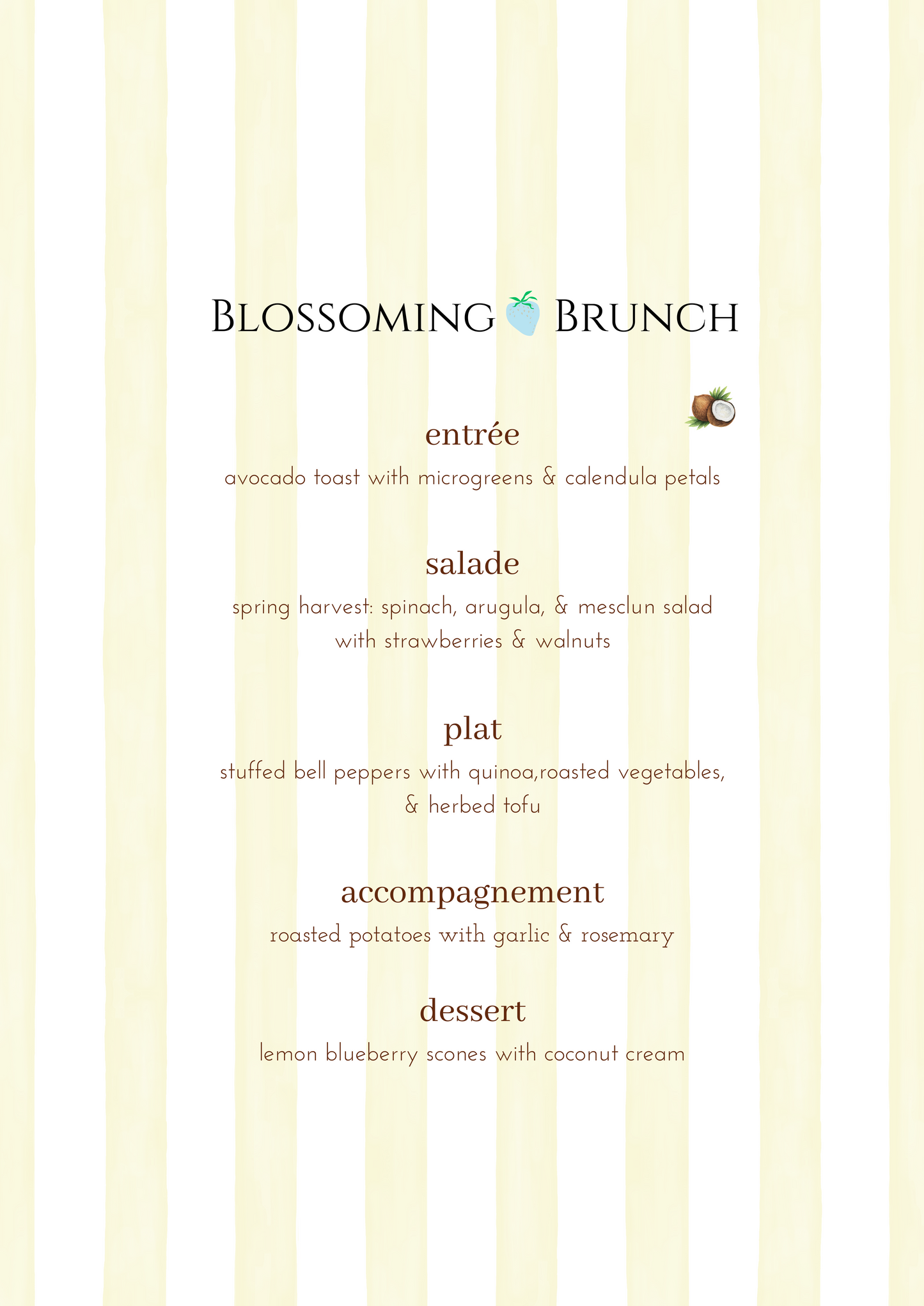 PRINTED MENU: Blossoming Brunch - Yellow - Set of 6