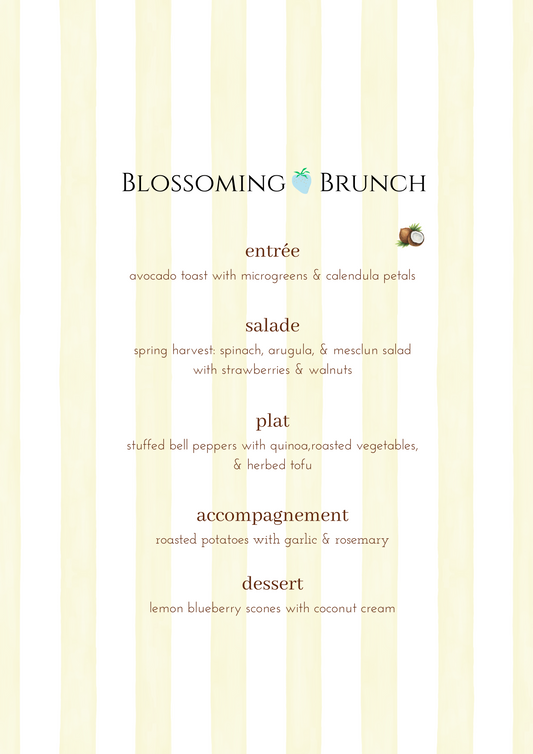 PRINTED MENU: Blossoming Brunch - Yellow - Set of 6