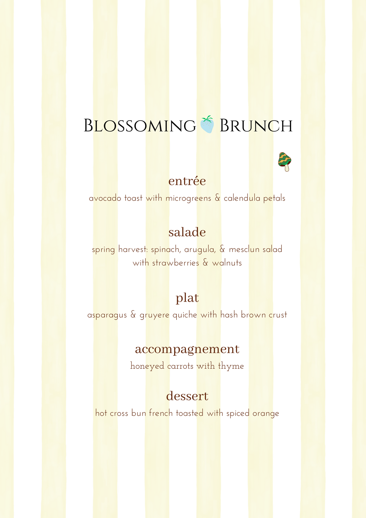 PRINTED MENU: Blossoming Brunch - Yellow - Set of 6
