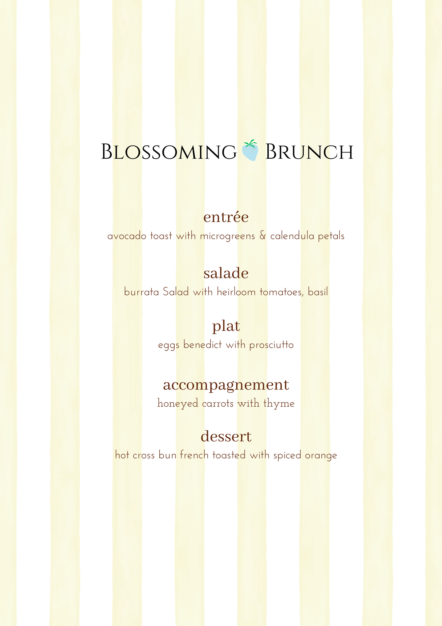 PRINTED MENU: Blossoming Brunch - Yellow - Set of 6