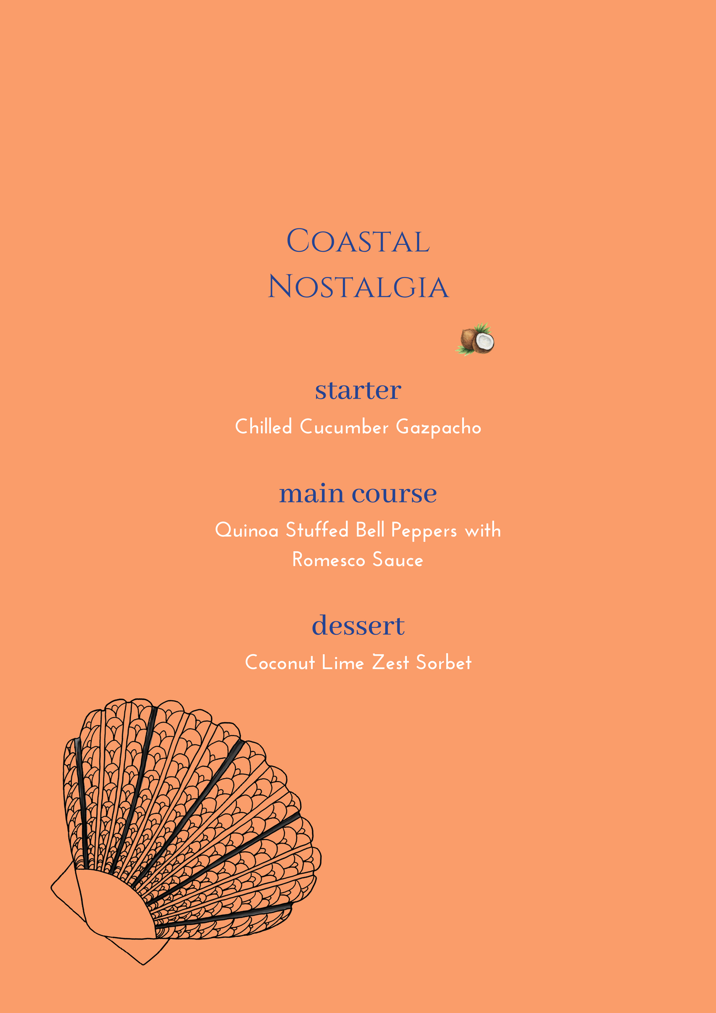 PRINTED MENU: Coastal Nostalgia - Set of 6