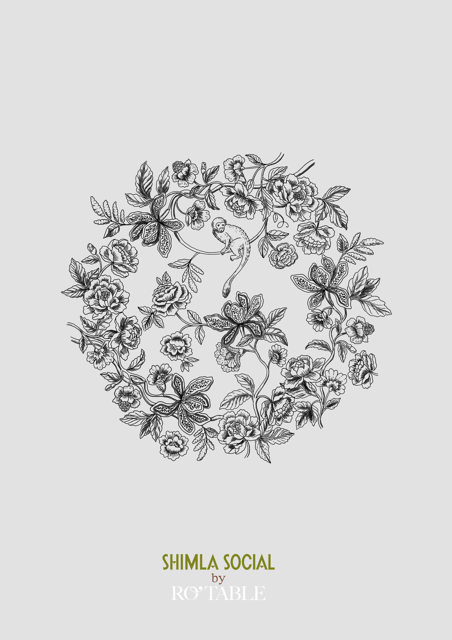 PRINTED MENU: Monkey Trail - Blue & Grey - Set of 6