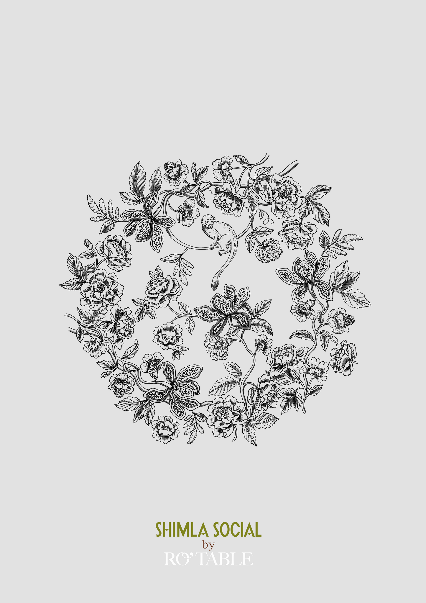 PRINTED MENU: Monkey Trail - Green & Grey - Set of 6