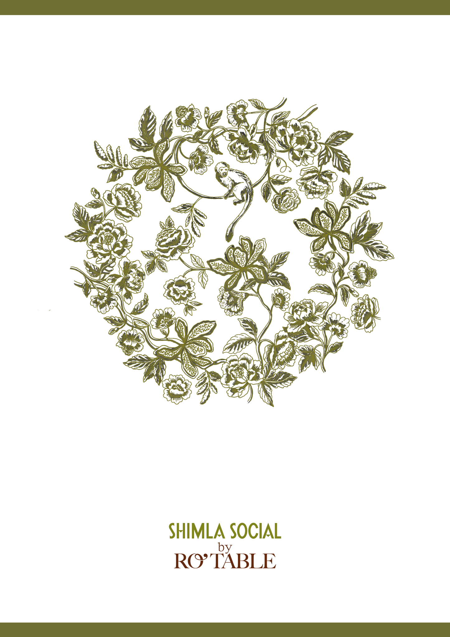 PRINTED MENU: Monkey Trail - Green on Green - Set of 6