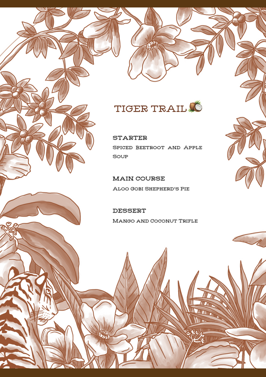 PRINTED MENU: Tiger Trail - Brown - Set of 6