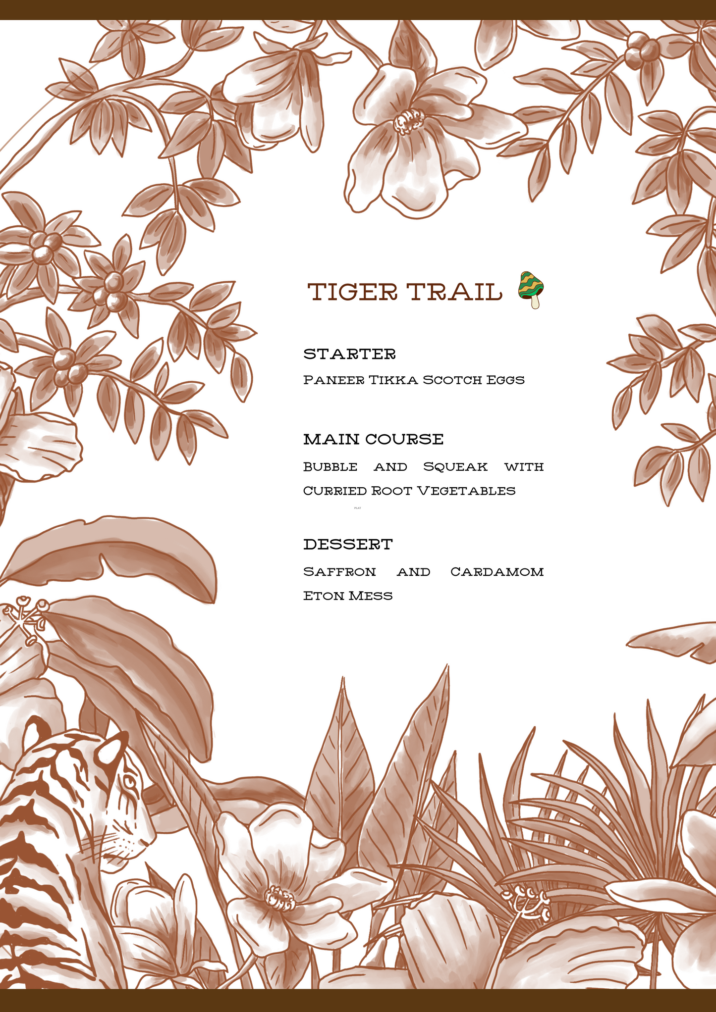 PRINTED MENU: Tiger Trail - Brown - Set of 6