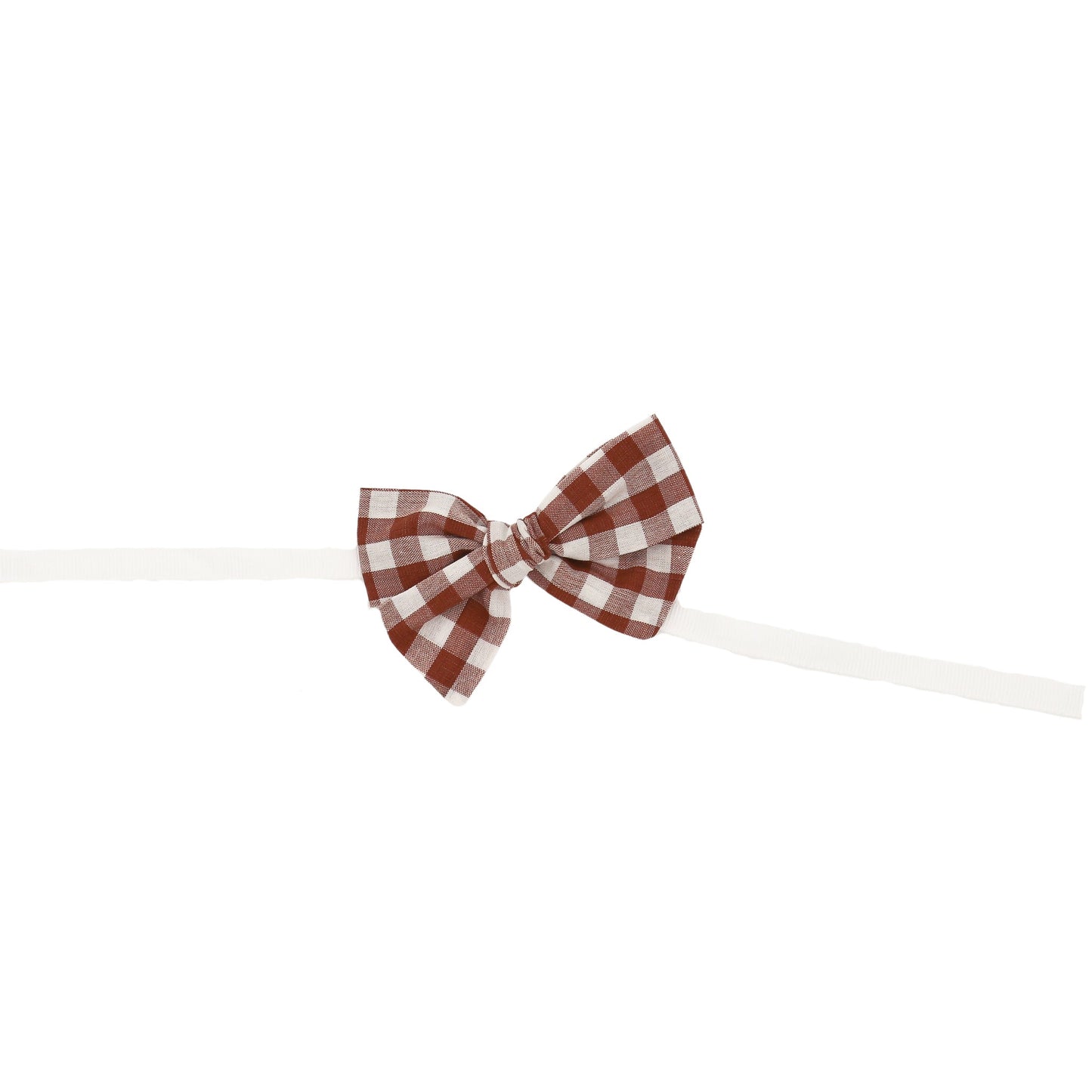 Pecan Gingham Linen Napkin Bow Tie - Set of 6