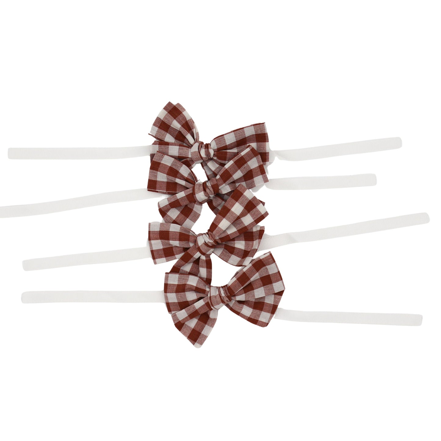 Pecan Gingham Linen Napkin Bow Tie - Set of 6