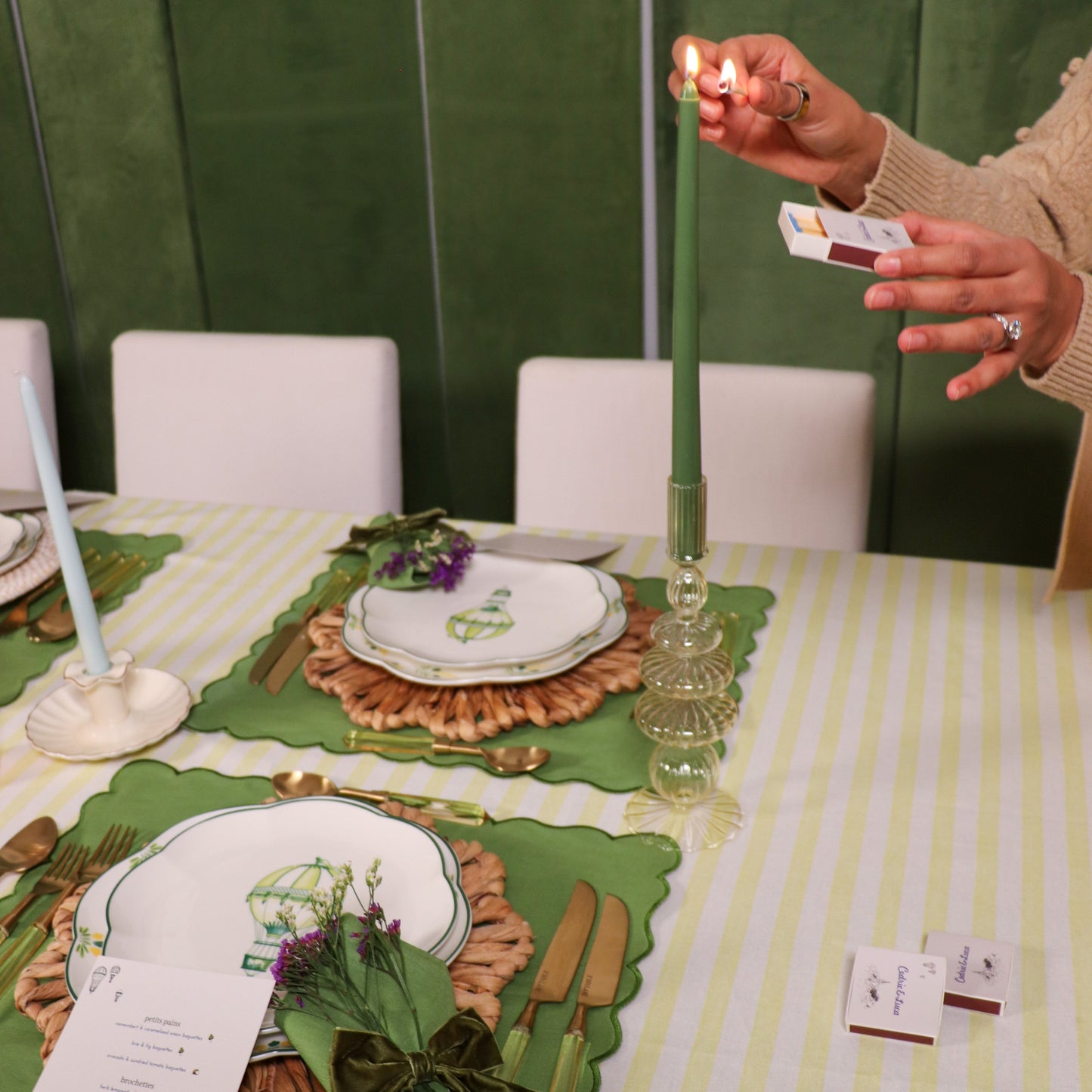 Extra Tall Pine Green Taper Candle, 1 Case of 50 Candles (4 in each pack)