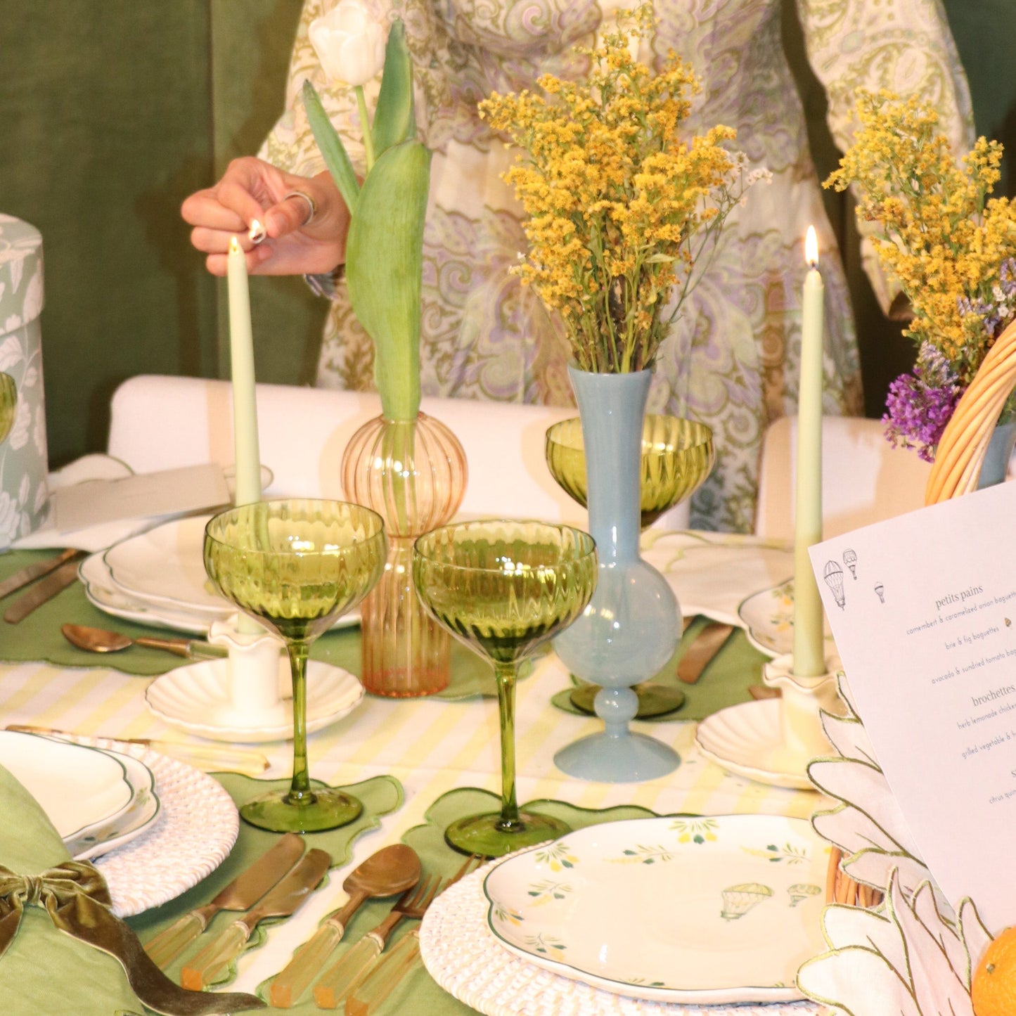 Pistachio Cream Taper Candle - Pack of 4 (Extra Tall)