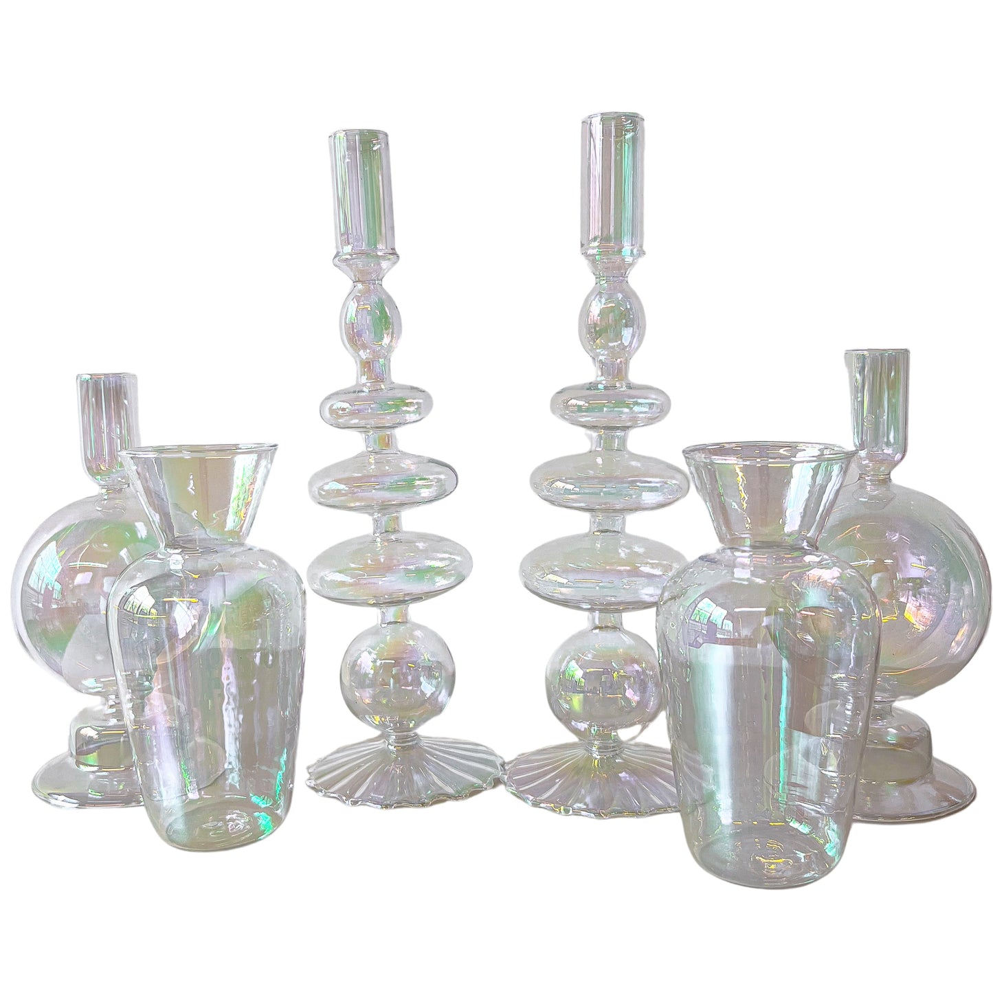 Rainbow Prism Bauble Candle Holder - Pair