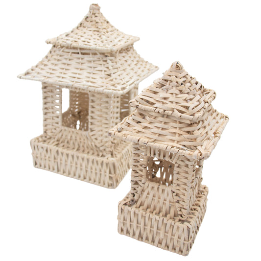 White Rattan Pagoda Set - Pair of Small